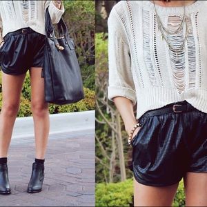 Lucca Couture perforated leather shorts